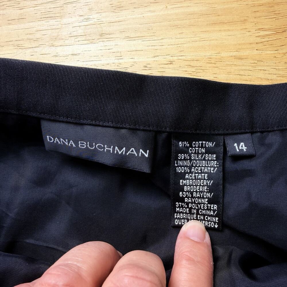 Dana Buchman Silk Blend Skirt Embroidered Black 14 Whimsigoth Darkfairy Bohemian - Picture 6 of 10
